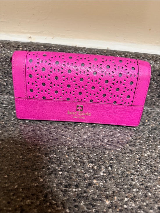 kate spade Handbags - kate spade New York Pink Perforated Leather Wallet/wristlet